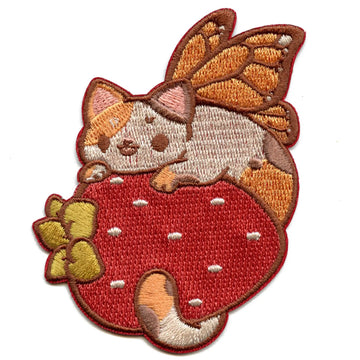 Rihnlin Butterfly Cat Patch Cute Strawberry Chibi Embroidered Iron On