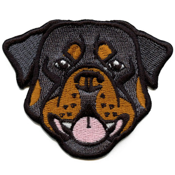 Rottweiler Emoji Head Patch Dog Breed Embroidered Iron On