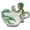 Teacup Mermaid Reading Patch Mythical Creature With Book Embroidered Iron on