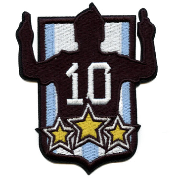 Three Time Champion Patch Argentina #10 Soccer Embroidered Iron On