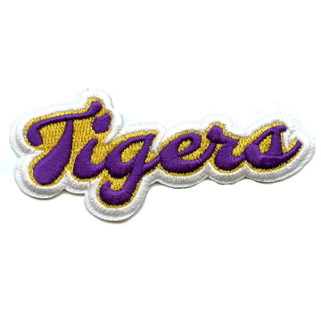 Tigers Cursive Script Patch Sports Football Fan Embroidered Iron On