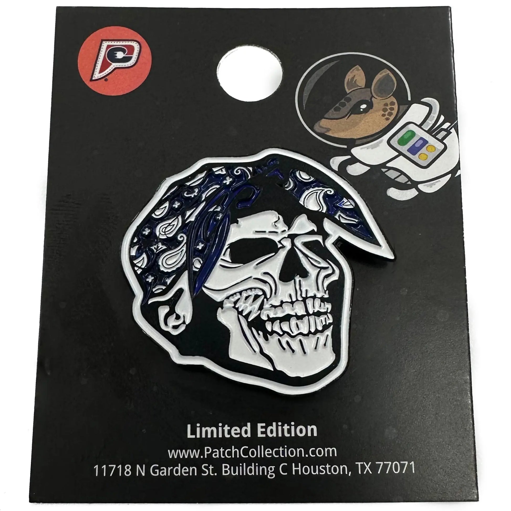 Blue Bandana Skull West Coast Rapper Enamel Pin