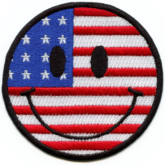 United States Smiley Patch Face Flag Embroidered Iron On