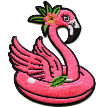 Cute Pink Flamingo Patch Summer Pool Float Embroidered Iron On