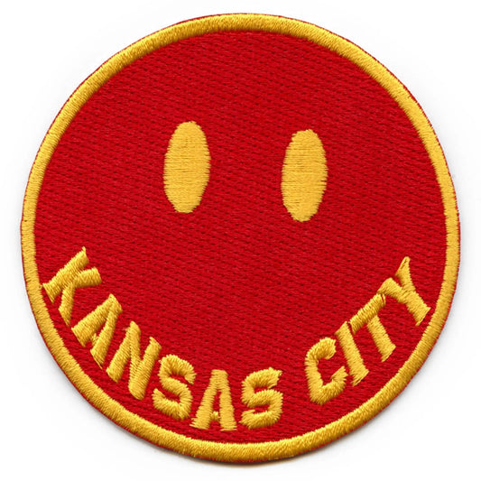 Kansas City Smiley Face Patch Red/Yellow ALT Emoji Embroidered Iron on