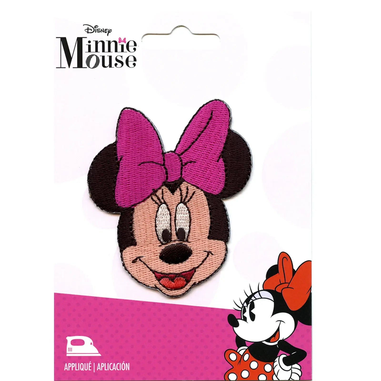 Disney Minnie Mouse Pink Bow Iron on Embroidered Patch 