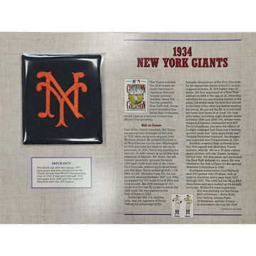 1934 New York Giants Willabee & Ward Patch With Stat Card 