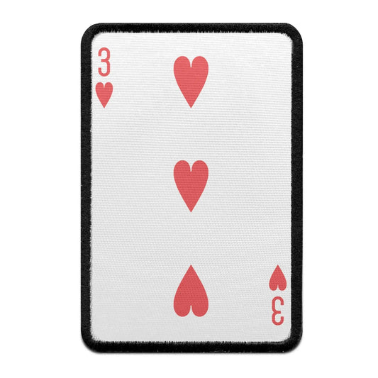 Three Of Hearts Card FotoPatch Game Deck Embroidered Iron On 