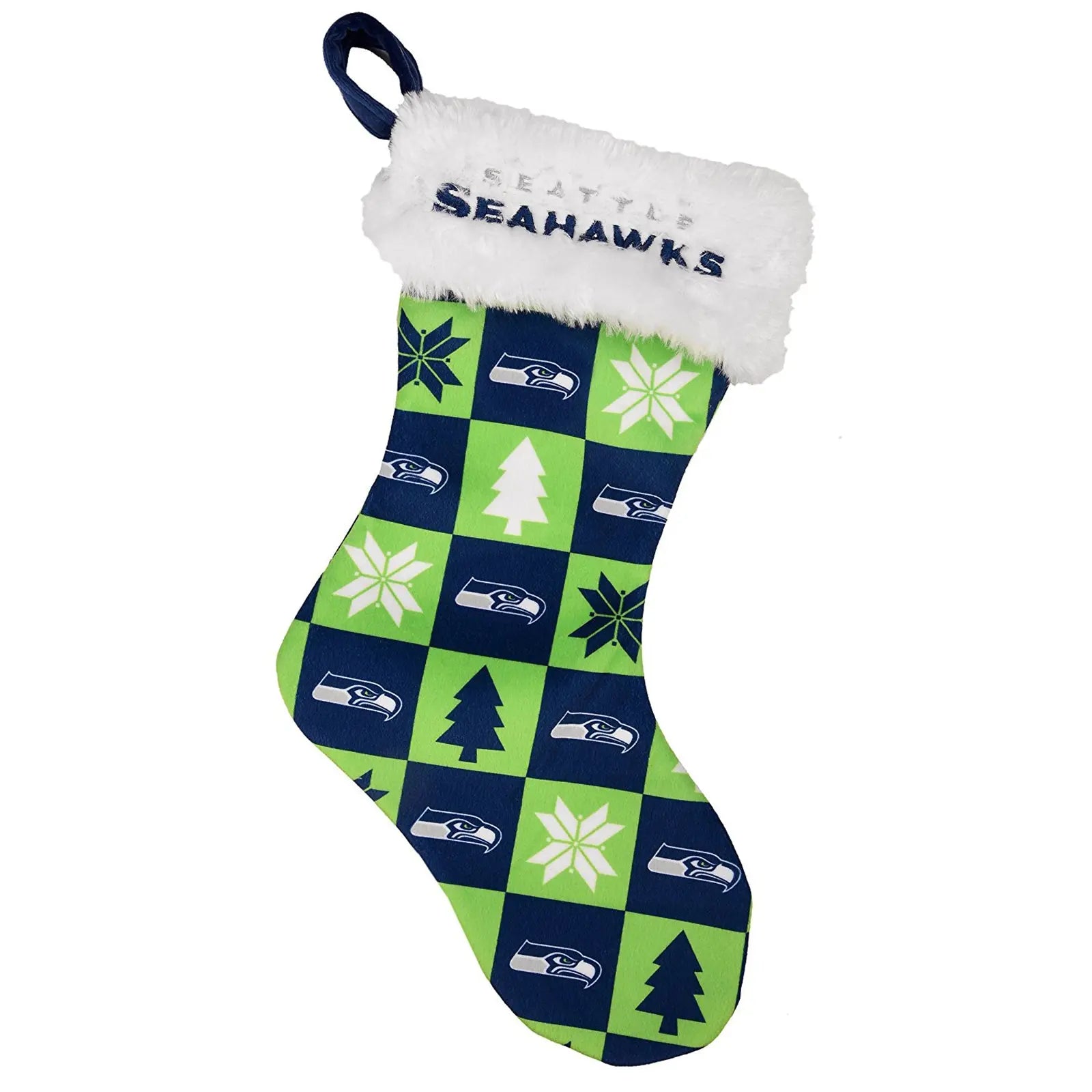 Seattle Seahawks NFL Basic Christmas Checkered Stocking 