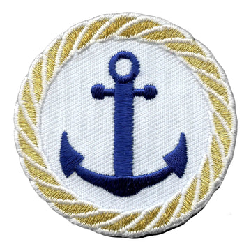 Nautical Anchor Round Embroidered Iron On Patch 