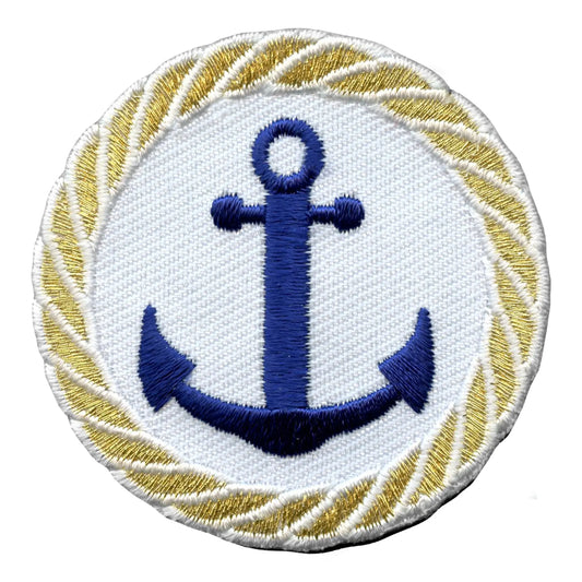 Nautical Anchor Round Embroidered Iron On Patch 