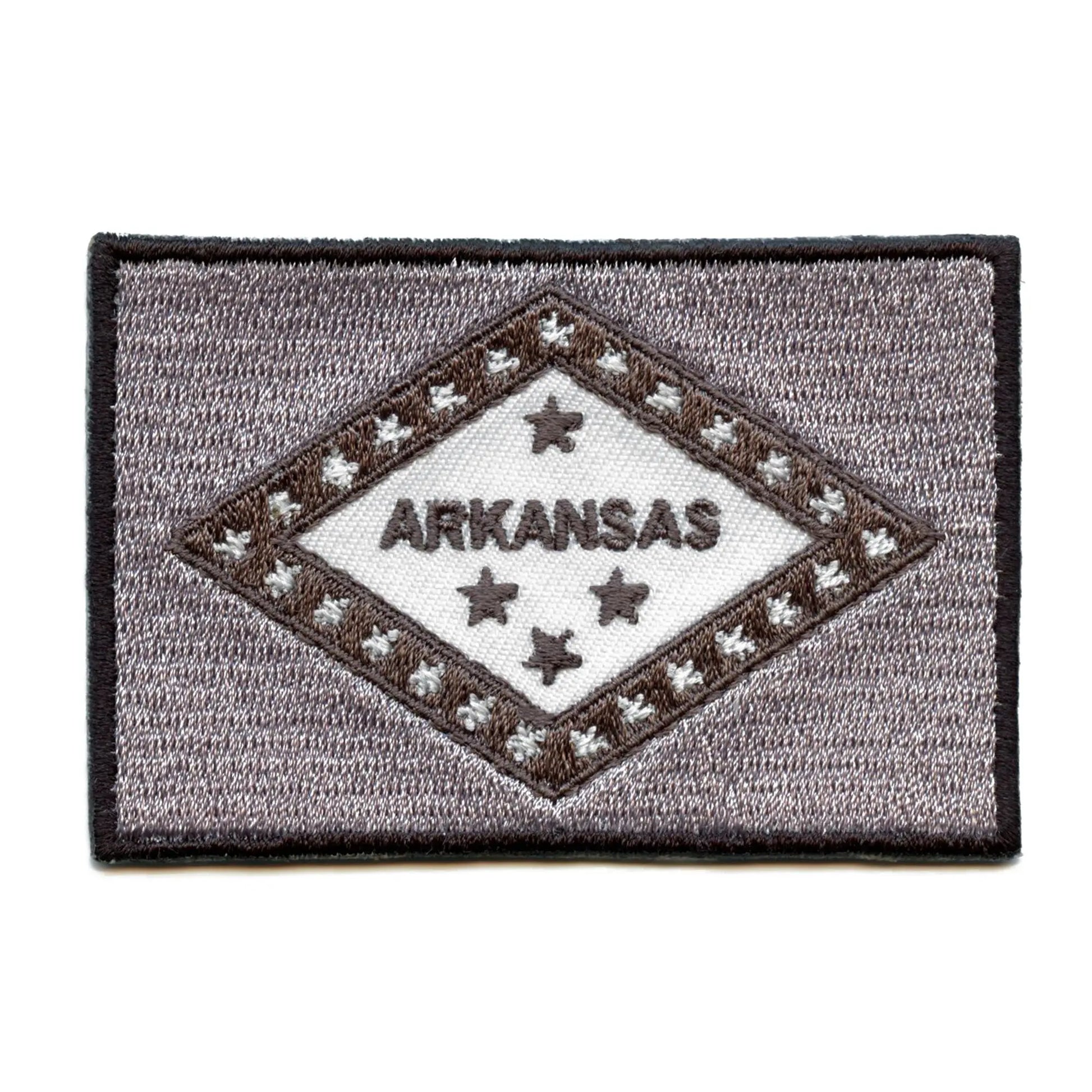 Arkansas State Flag Grayscale Embroidered Iron On Patch 