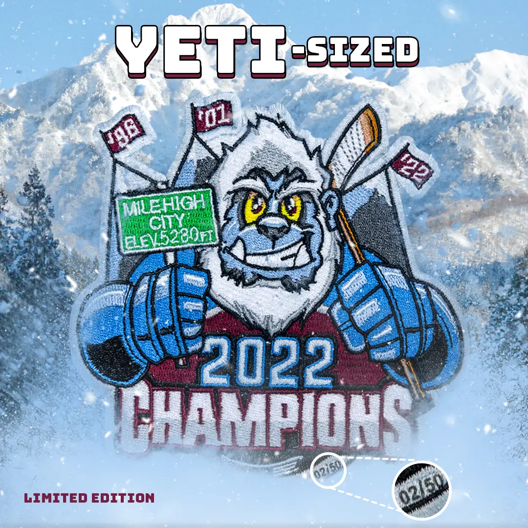 2022 Champions Denver Colorado Yeti Mascot Hockey Parody Embroidered Limited Patch