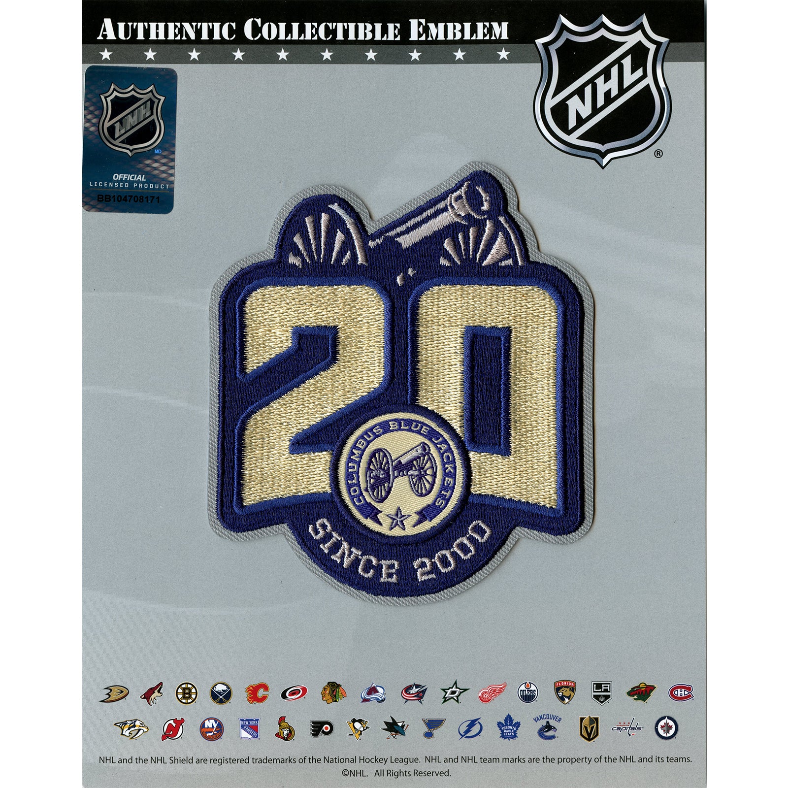 Columbus Blue Jackets 20th Anniversary Jersey Patch Alternate Version (2020-21) 