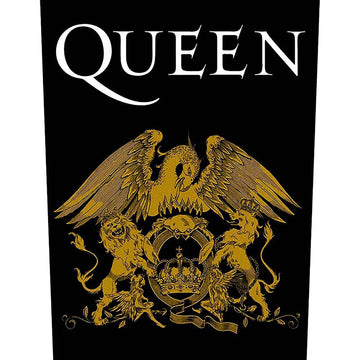 Queen Gold Crest Logo Back Patch Classic British Rock Band XL DTG Printed Sew On