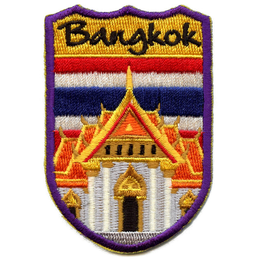 Bangkok Thailand Shield Embroidered Iron On Patch 