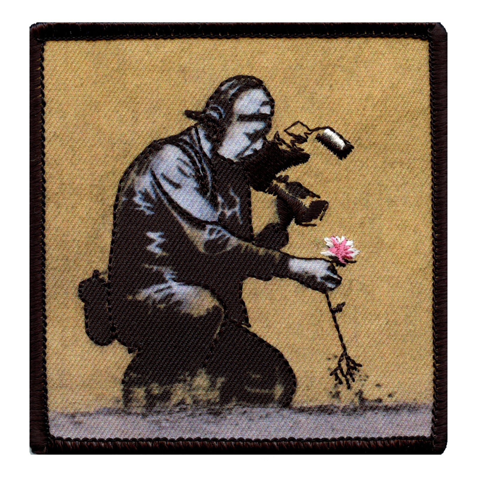 Banksy Flower Puller Embroidered Iron On PhotoPatch 