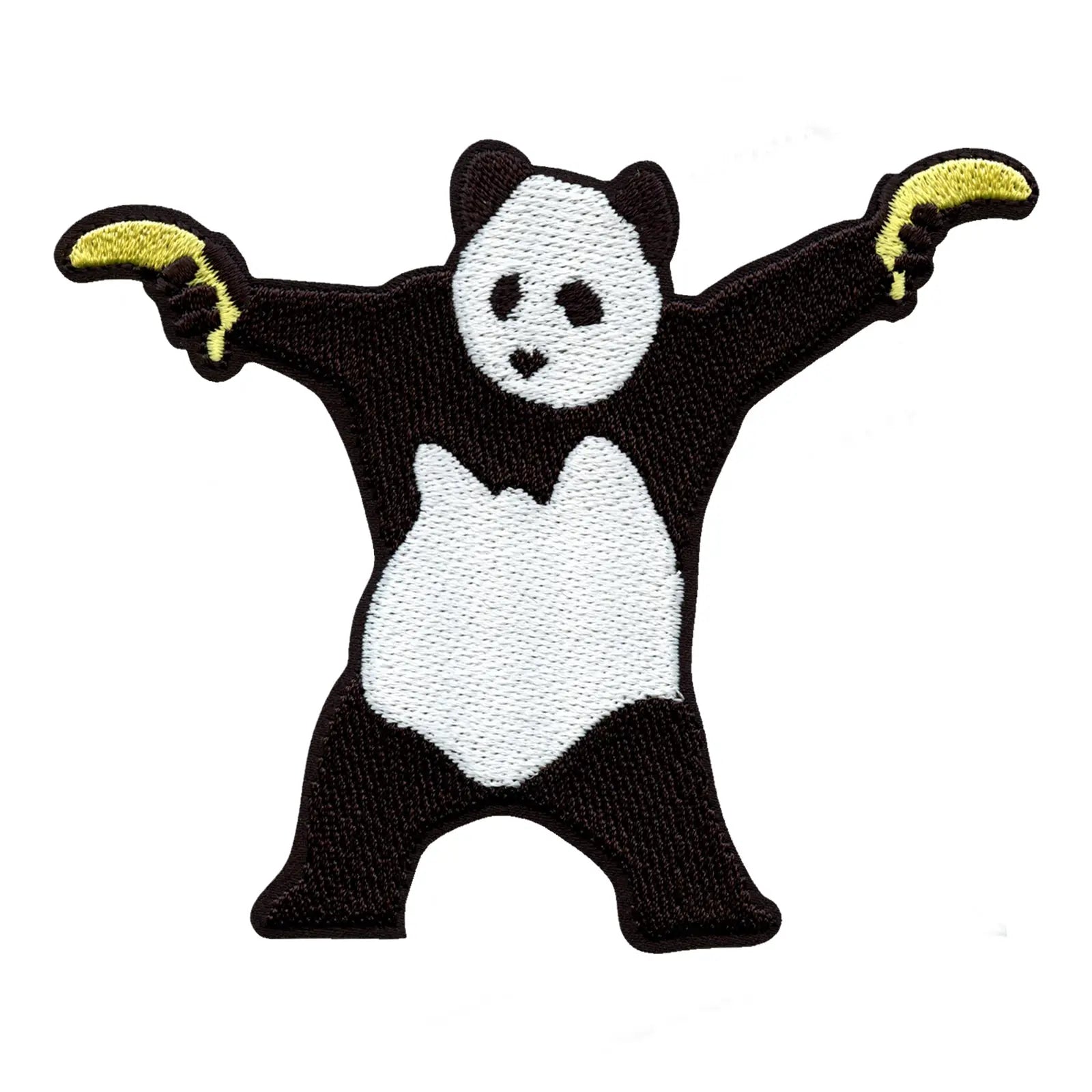 Banksy Panda Wielding Banana Guns Embroidered Iron On Patch 