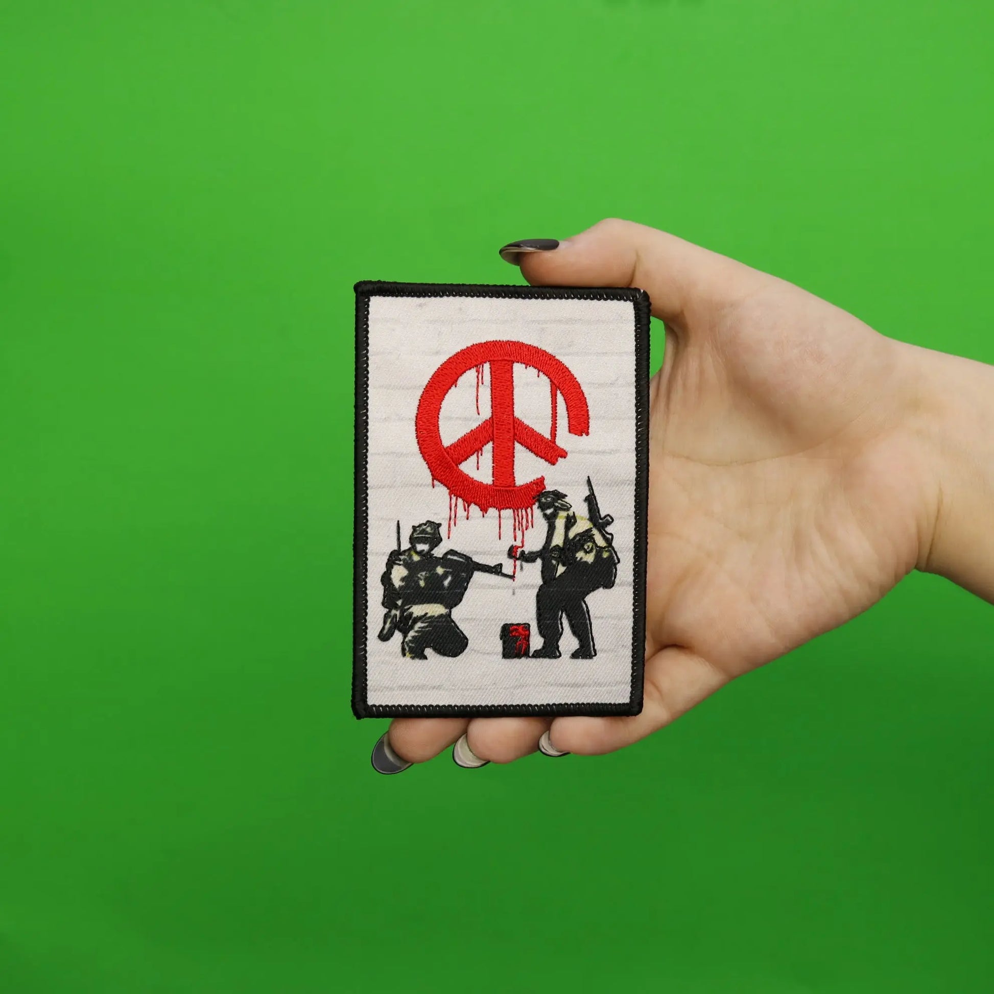 Banksy Soldiers Painting Peace Embroidered Iron On PhotoPatch 