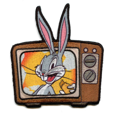 Official Classic Bugs Bunny In TV Eating A Carrot Embroidered Iron On Patch 