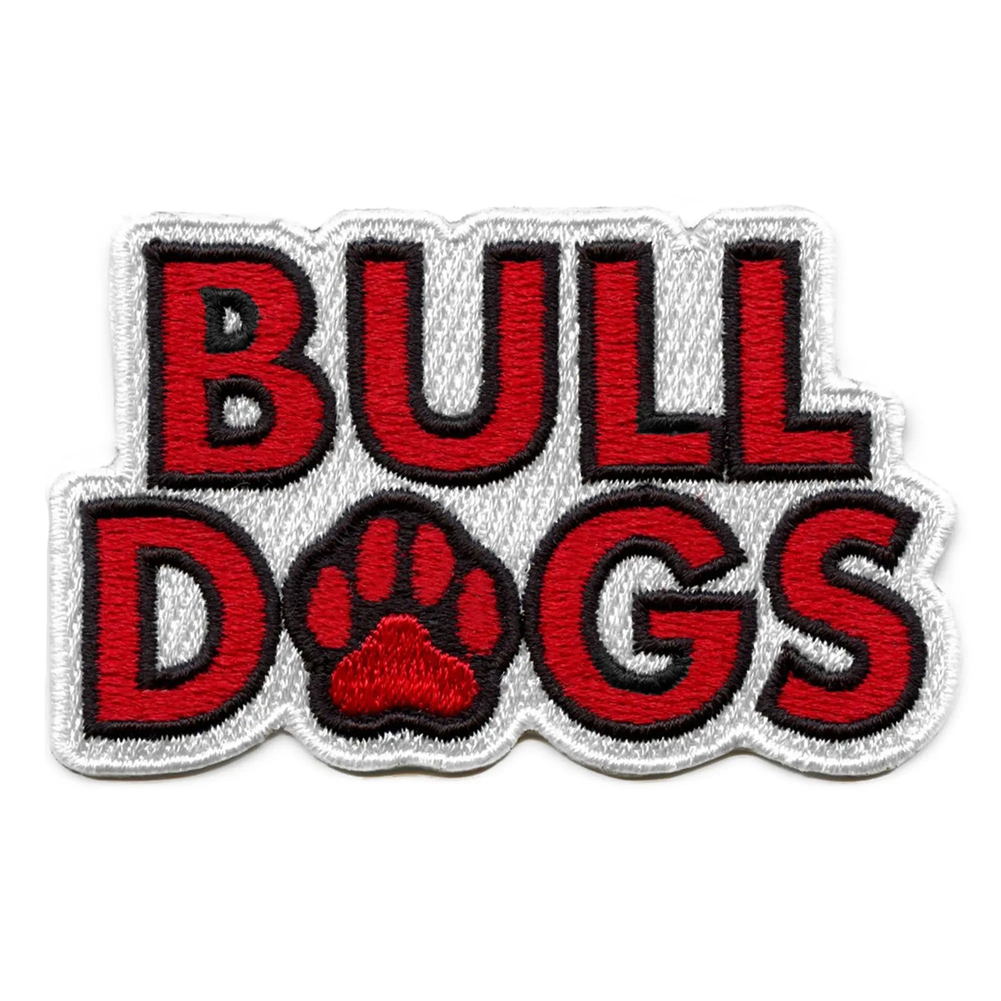 Bulldogs Paw Print Patch Football Fan Embroidered Iron On 