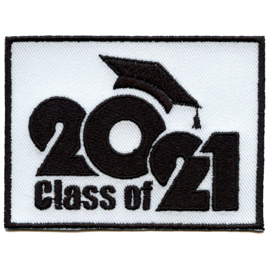 Class Of 2021 Script with Graduation Cap Embroidered Iron On Patch 