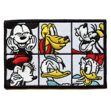 Official Mickey Mouse Classic Characters Squares Embroidered Iron On Patch 