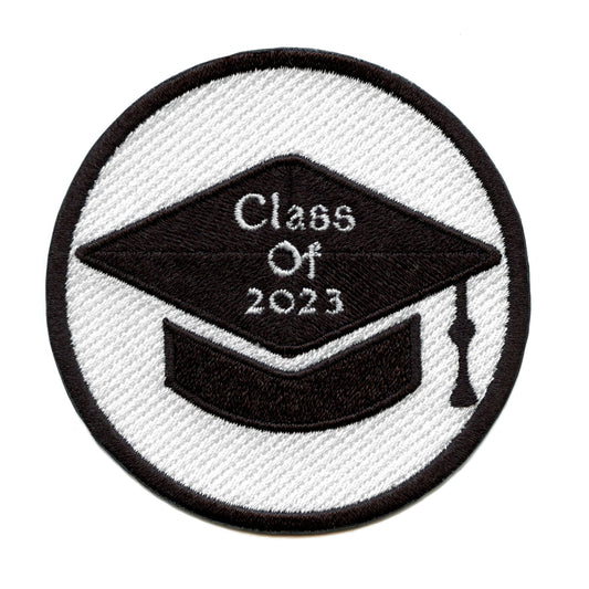 Class Of 2023 Patch Script In Graduation Cap Round Embroidered Iron On 