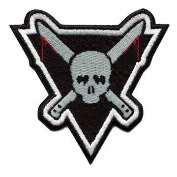 Crossed Bloody Blades Skull Patch EDM Artist Logo Glow In The Dark Embroidered Iron On 