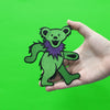 Large Grateful Dead Bear Green Embroidered Iron On Patch 