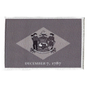 Delaware Patch State Flag Grayscale Embroidered Iron On 