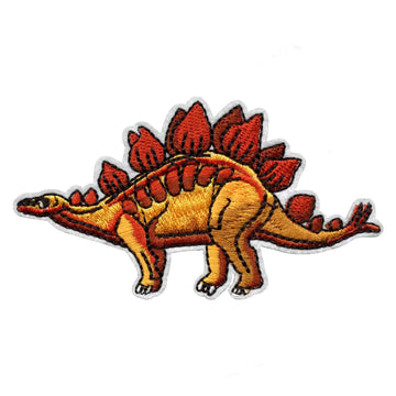 Stegosaurus Orange With Spiked Tail Dinosaur Embroidered Iron on Patch 