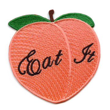 Eat It Peach Embroidered Iron On Patch 