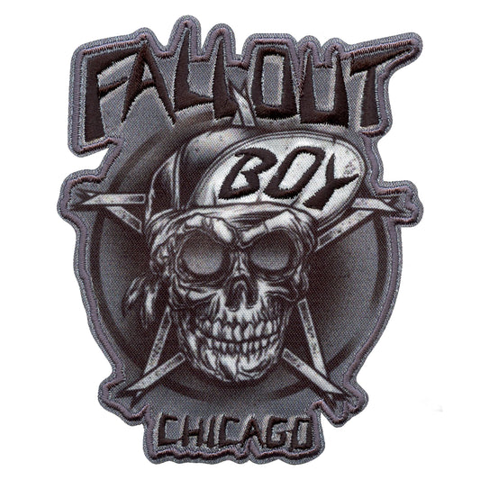 Official Fall Out Boy Chicago Sublimated Skull Embroidered Iron On Patch 