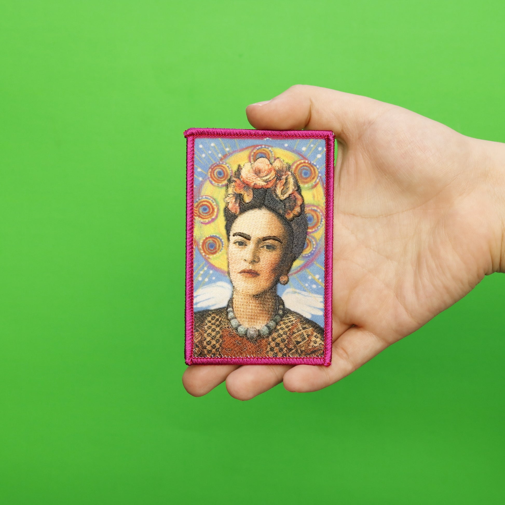 Frida Kahlo Wings Portrait Sublimated Embroidered Iron On Patch 