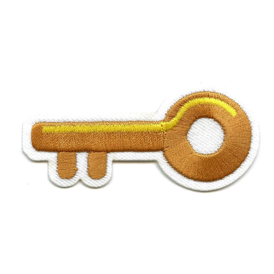 Gold Key Emoji Iron On Embroidered Patch 