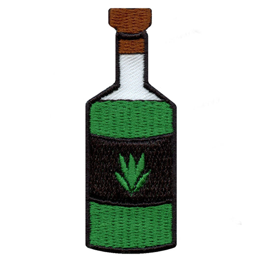 Green Herbal Juice Bottle Embroidered Iron On Patch 