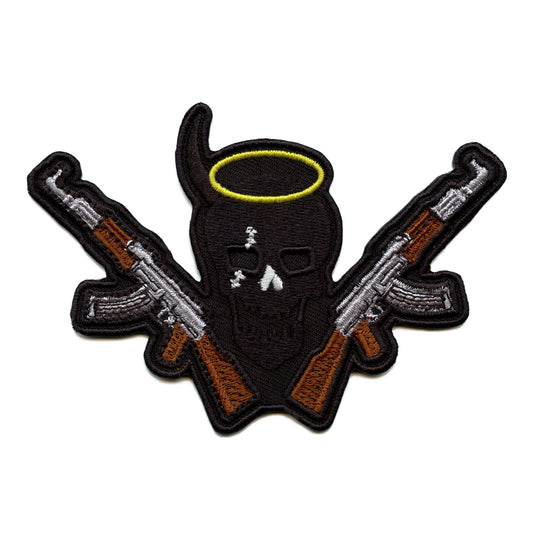 Halo Skull Patch Machine Guns Embroidered Iron On 