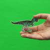 Velociraptor Teal and Gray Walking Dinosaur Embroidered Iron on Patch 