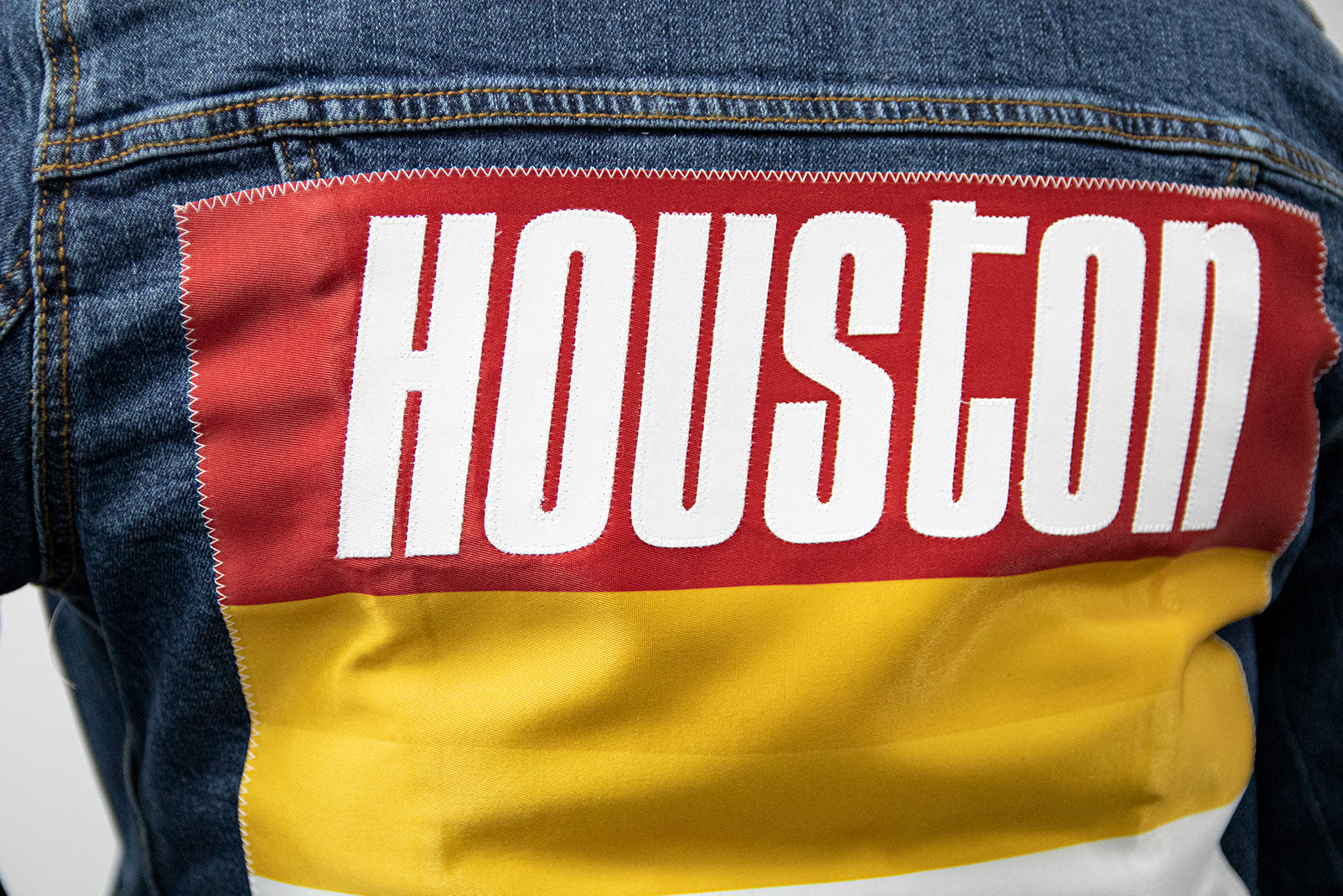 Custom Houston Basketball Team Retro Rainbow Dark Denim Jacket For Women 