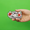 Floral "Just Married" Embroidered Iron On Patch 