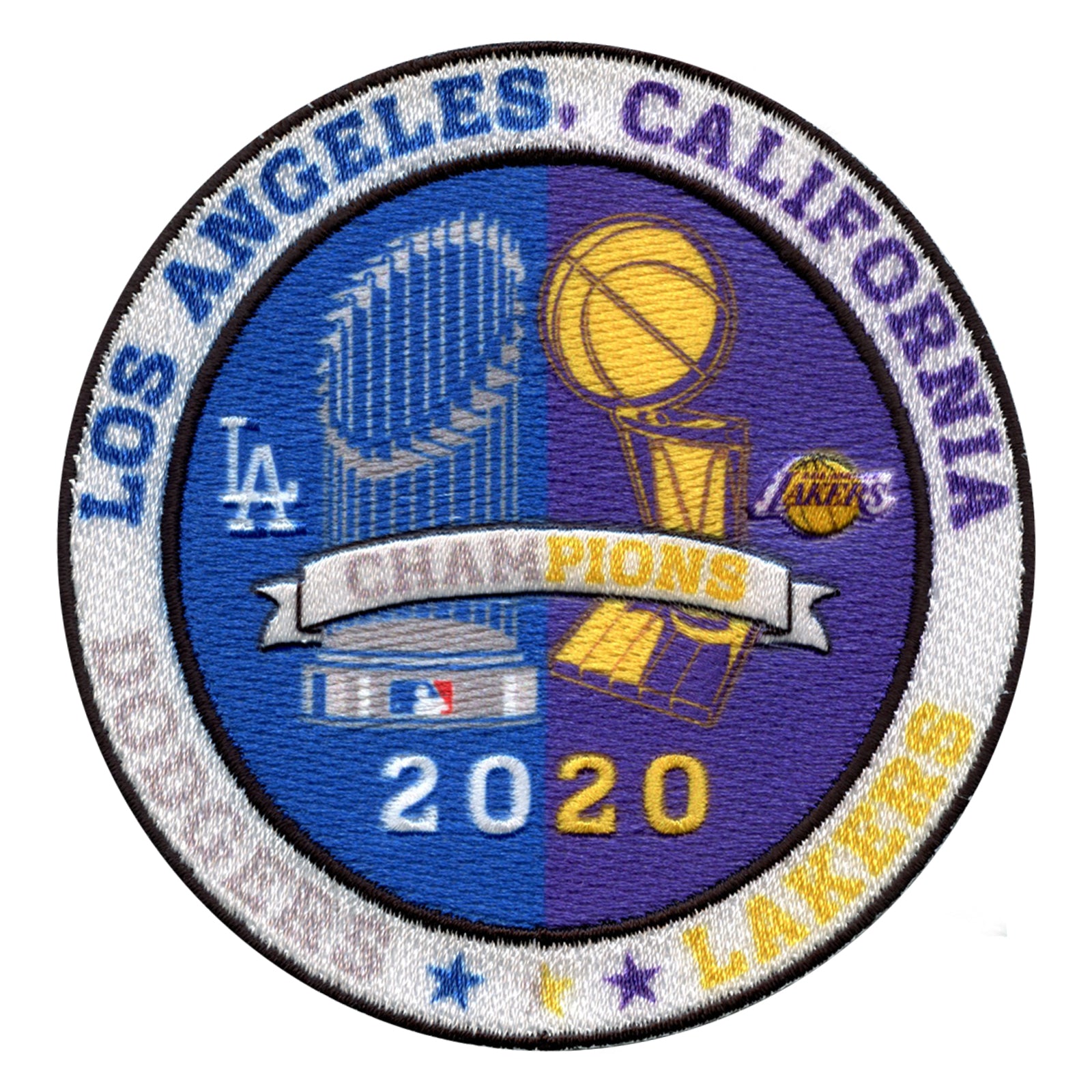 2020 Los Angeles Dodgers and Lakers Dual Champions Trophies Patch 