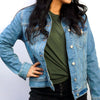 Custom Houston Basketball Team Retro Rainbow Light Denim Jacket For Women 