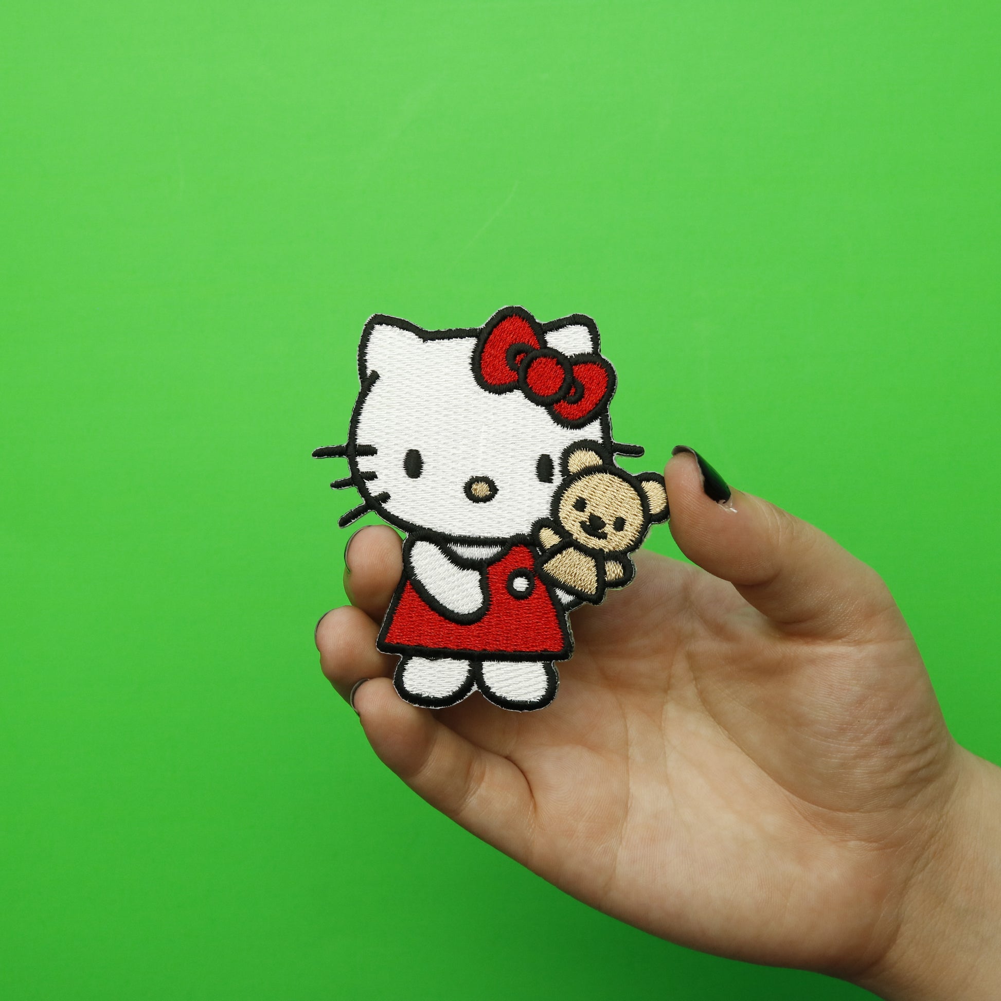 Hello Kitty With Bear Puppet Iron On Embroidered Patch 