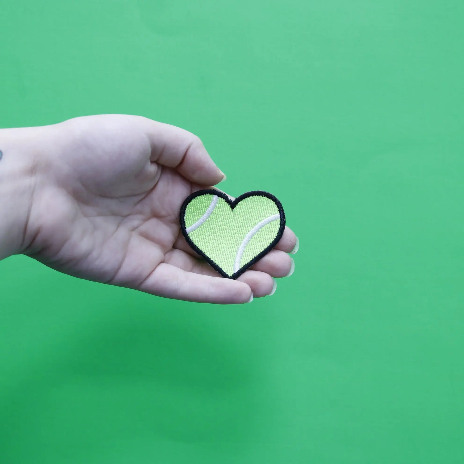 Tennis Ball Heart Embroidered Iron On Patch 