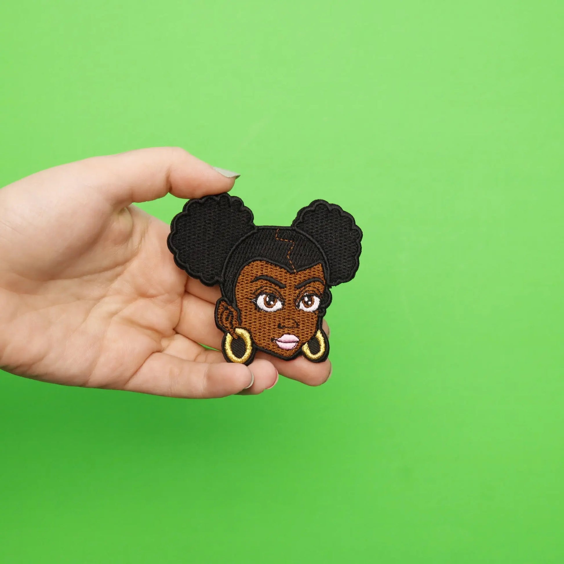 Afro Puff Girl Patch Strong Beautiful Natural Embroidered Iron On 