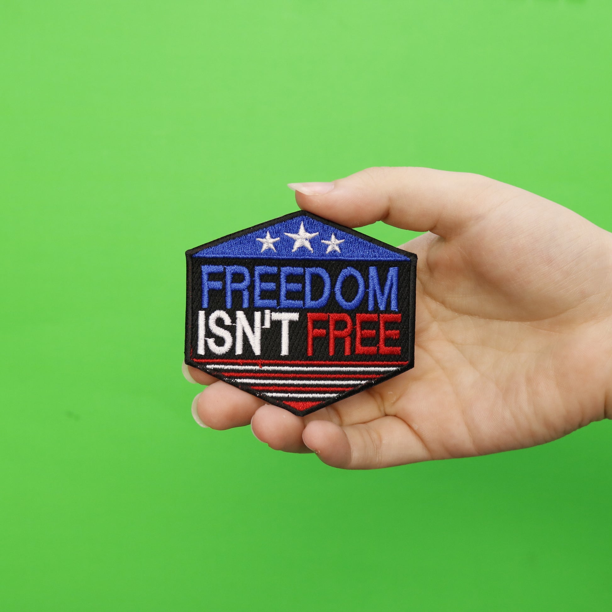 Freedom Isn't Free Hexagon Embroidered Patch 