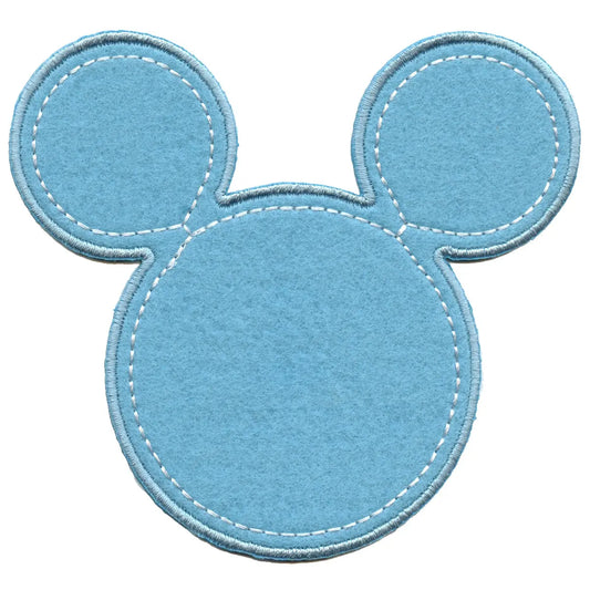 Disney Mickey Mouse Head Blue Embroidered Applique Iron On Patch 