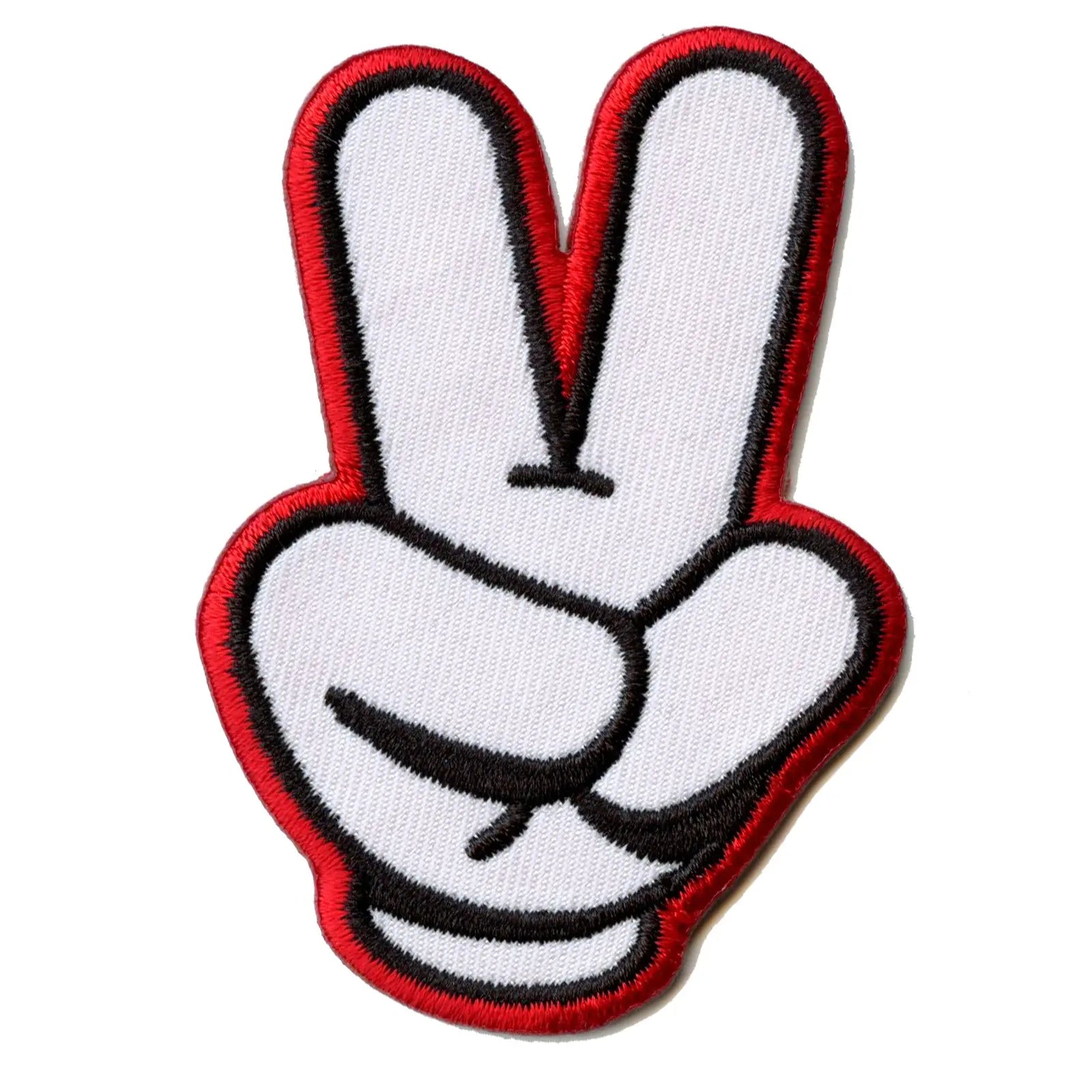 Official Mickey Mouse Glove Peace Sign Embroidered Iron On Patch 