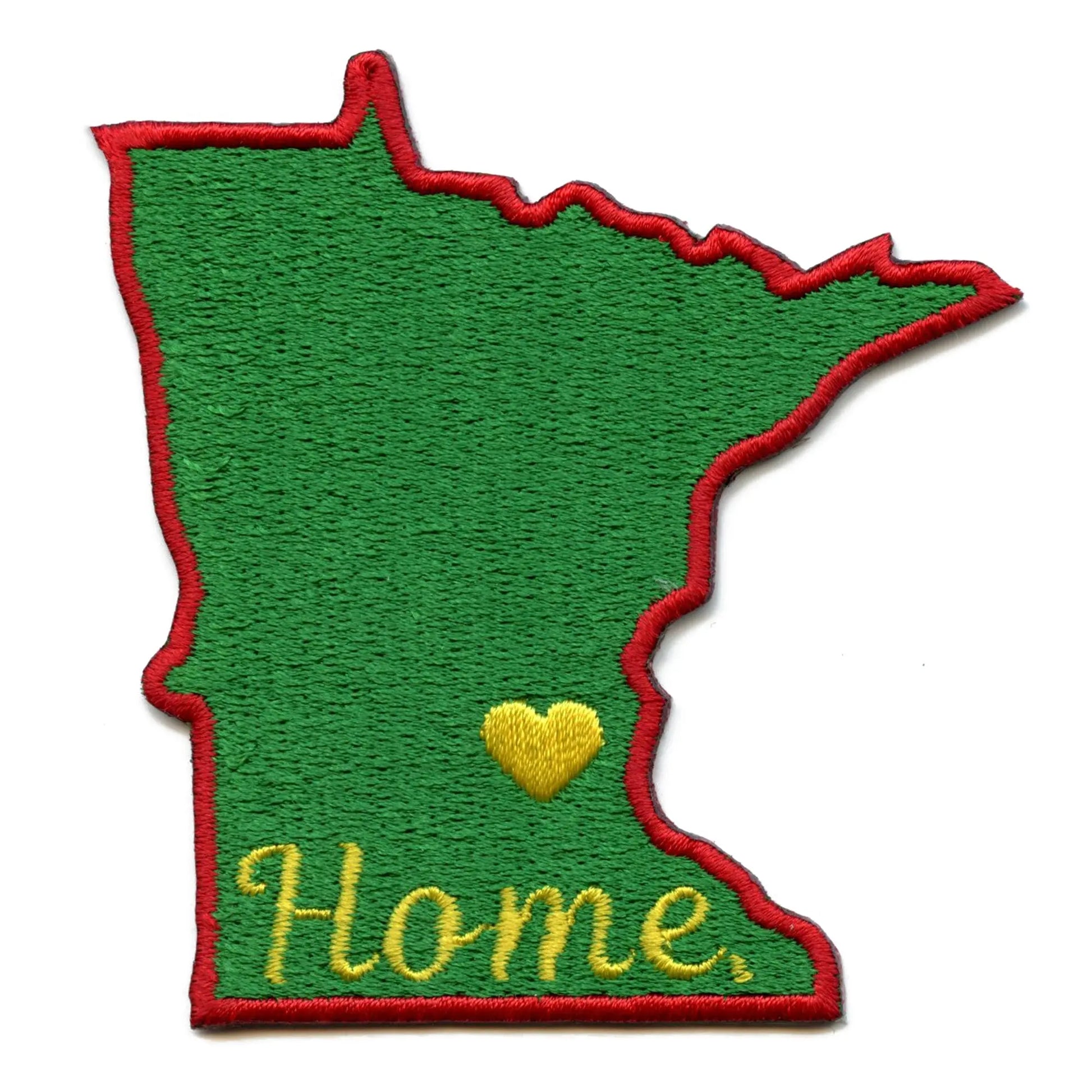 Minnesota Home State Patch Hockey Parody Embroidered Iron On - Green/Red 